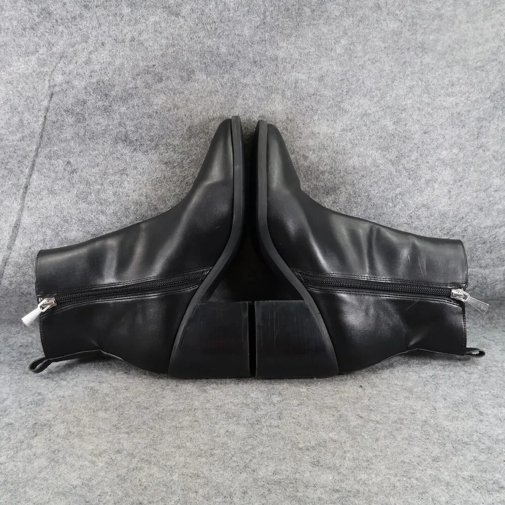 BP Shoes Womens 8 Booties Fashion Block Heel Black Classic Gore Panel Zip Baylee